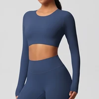Yoga Shirts For Women Long Sleeve With Padded Fitness Running Gym Clothes Workout Dry Fit Breathable High Elastic Sports Top - Image 3