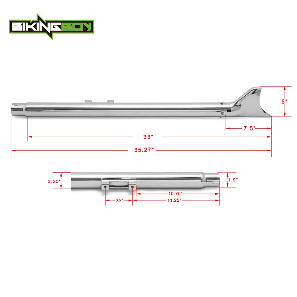 33 "36" 39 "42" Slip On Fishtail Uitlaatdemper Uitlaatpijp Voor Softail Chopper Fatboy Flstf Heritage Flstc Fxstc Flstn Fxstd 07-17 10