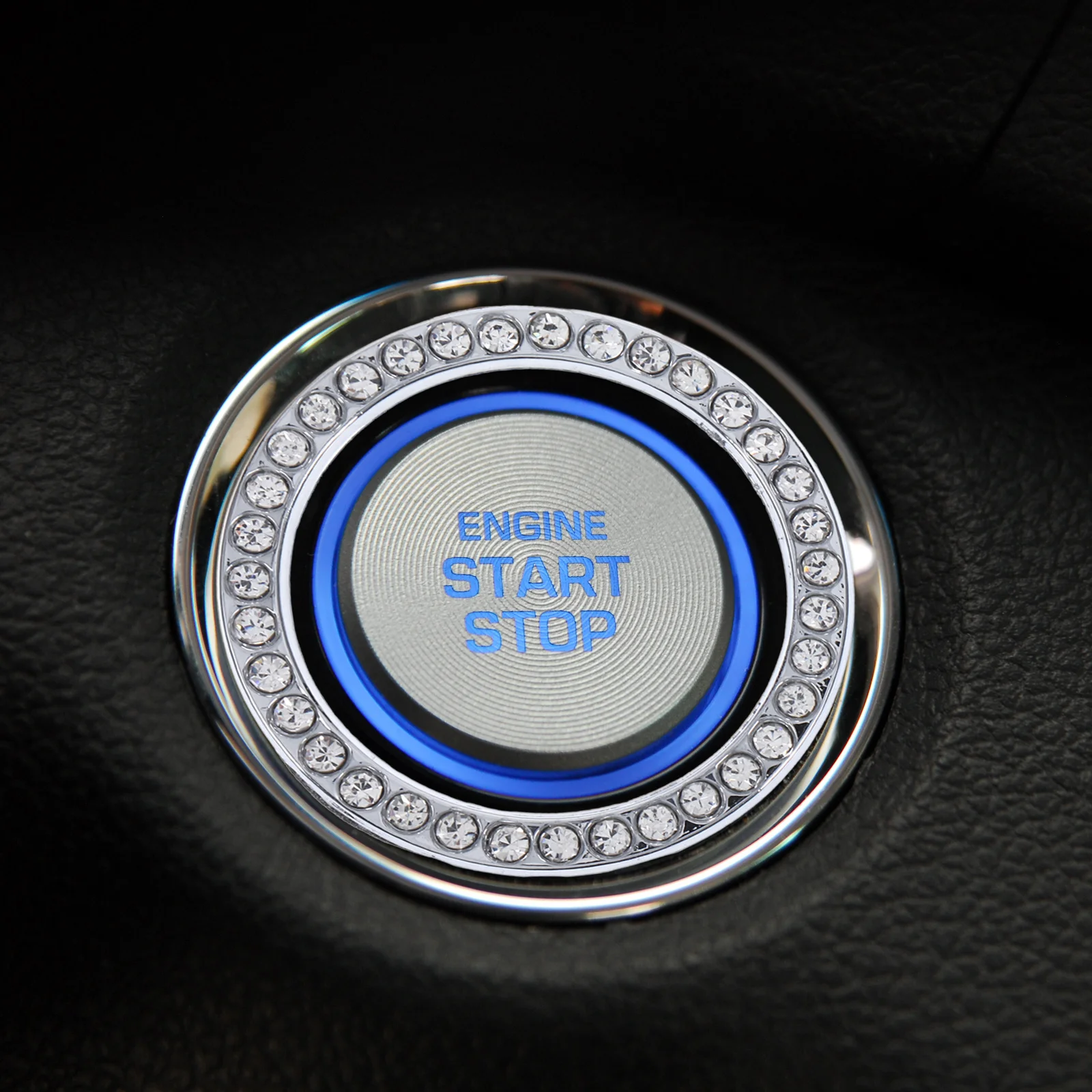 

2Pcs Push Start Button Decorative Ring Rhinestone Engine Start Ignition Button Cover Bling Car Engine Accessories