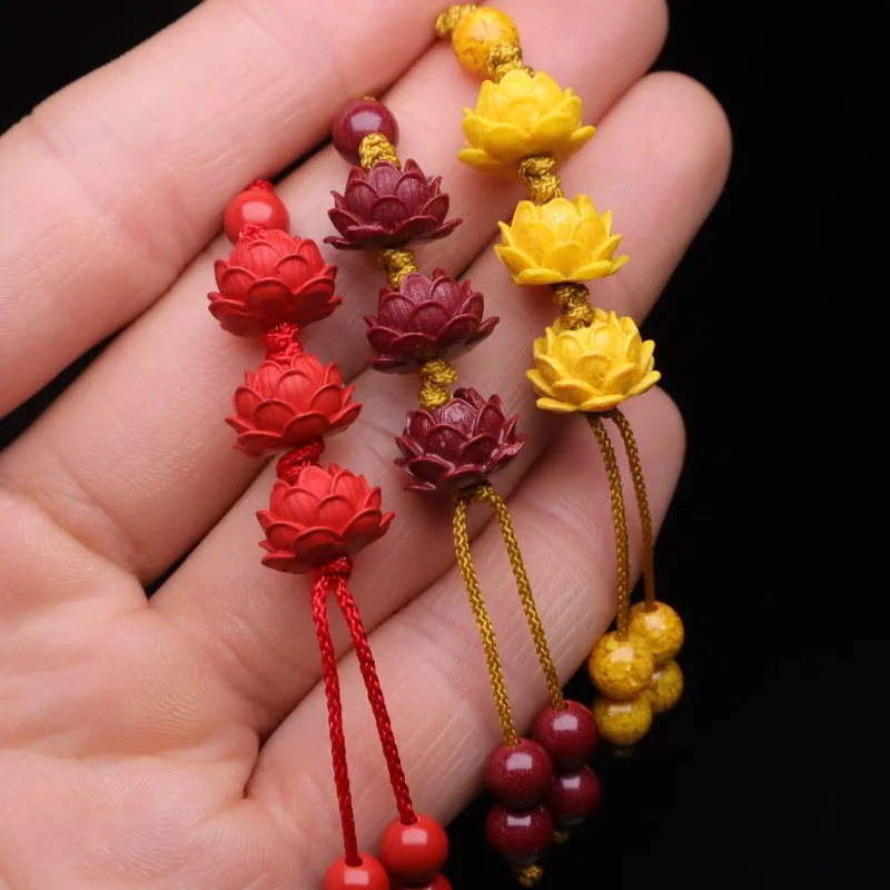 Cinnabar realgar lotus transfer bead set combination side hanging car hanging keychain accessories
