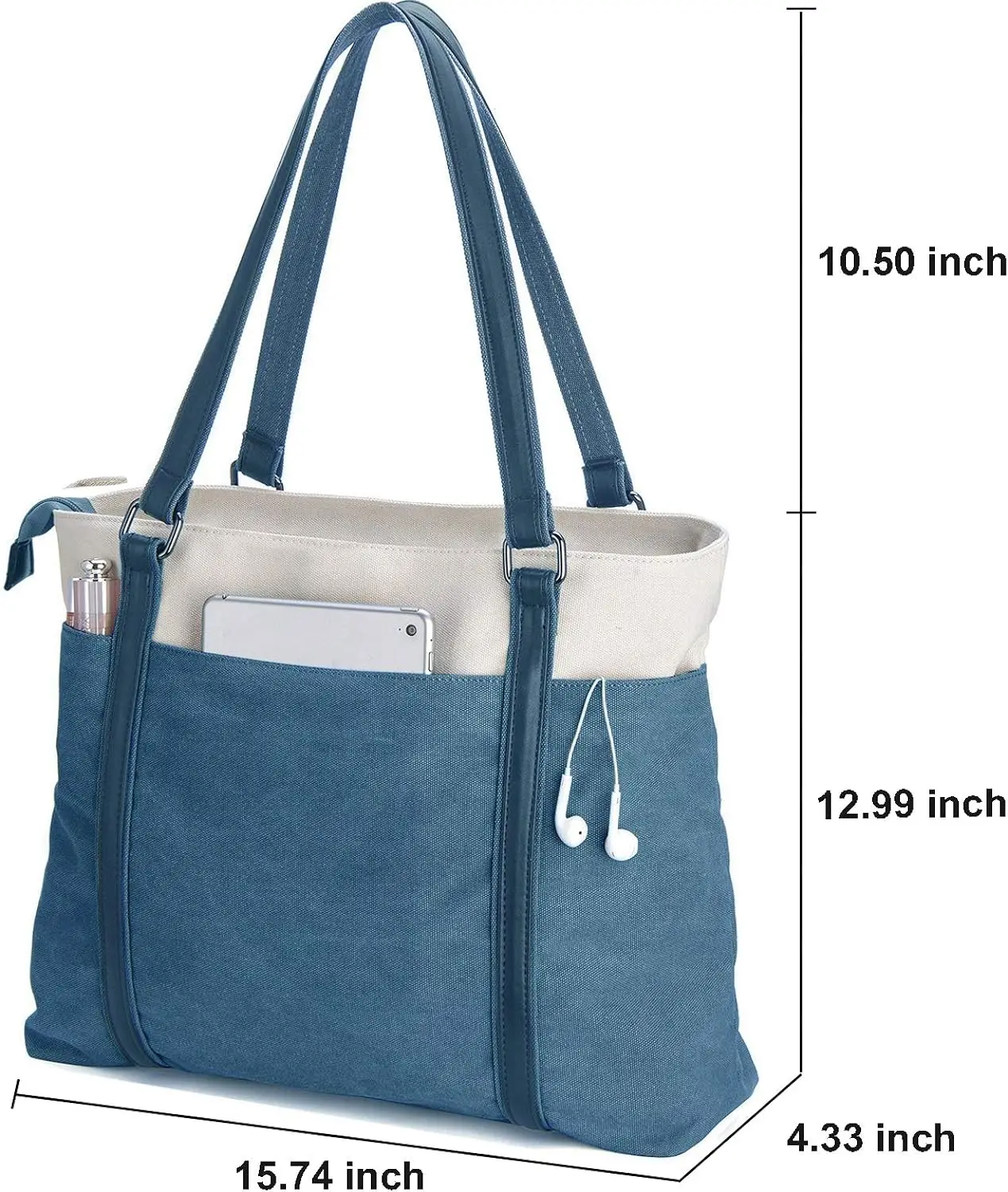 Women Laptop Tote Bag for Work Lightweight Splice Canvas 15.6 Inch Handbag Purse