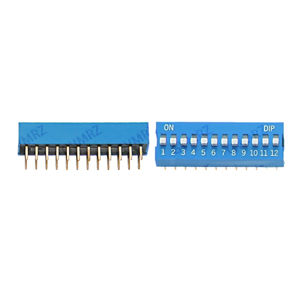 10PCS 2.54mm 1-12PIN 1 2 3 4 5 6 PIN DIP Switch Red Blue PCB Mounted Toggle Code Switch ON OFF Selector for Circuit Board 10 12