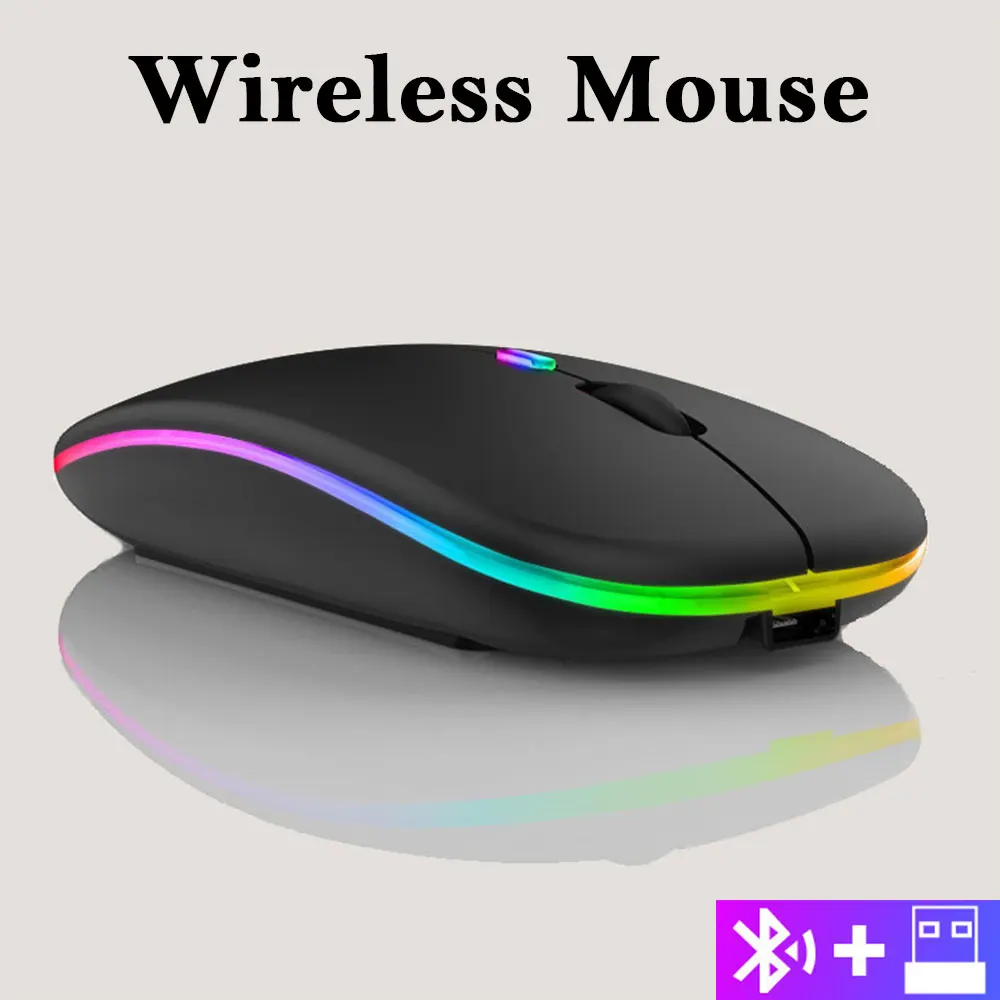 LED Wireless Mouse USB Rechargeable Bluetooth-compatible RGB Mouse Silent Ergonomic Mouse With Backlight For Laptop PC ipad