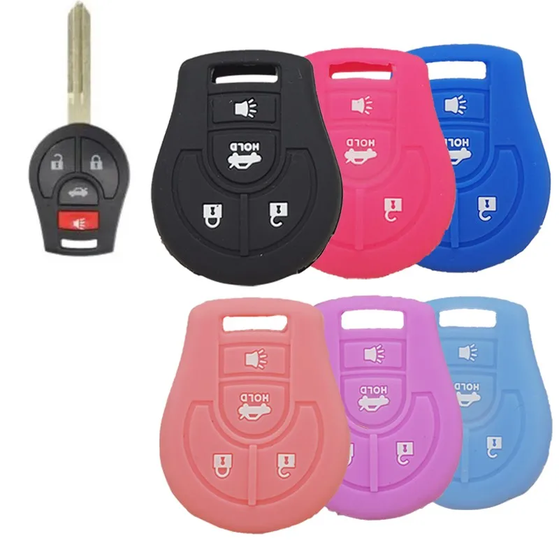 Xinyuexin Silicone Car Key Cover FOB Case for Nissan Maxima Altima Sentra Versa Micra X-Trail Terrano Tiida Cube Car Accessories