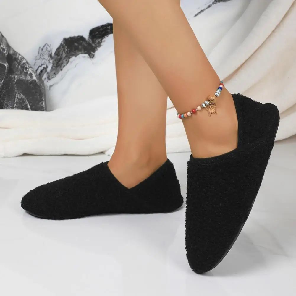 Indoor Shoes Indoor Fitness Shoes with Soft Plush Anti-slip Sole Wide Toe Box Machine Washable House Slippers Relieving Heel