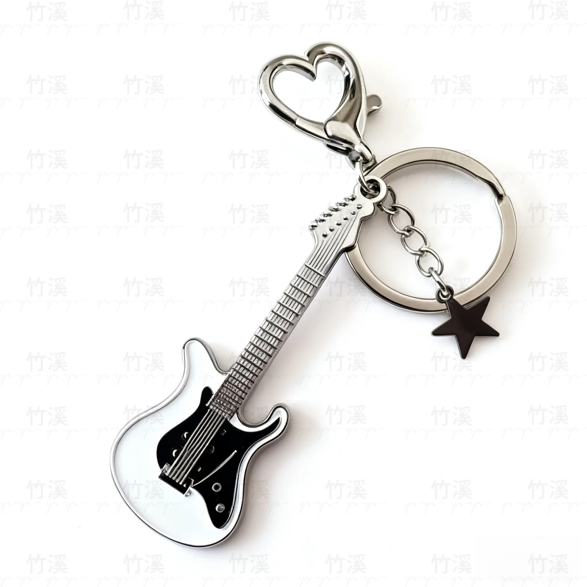 Collar de selección de guitarra, joyería Punk Rock con estrella de corazón, regalo de pareja unisex, accesorio musical vintage