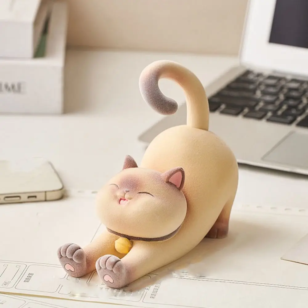 Resin Cat Phone Stand Multi-functional Statue Cat Mobile Phone Holder Anti-slip DIY Crafts Cat Desk Lazy Bracket