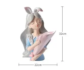 Cross border Nordic Alice bouquet decoration, home living room, rabbit girl flower vase decoration gift