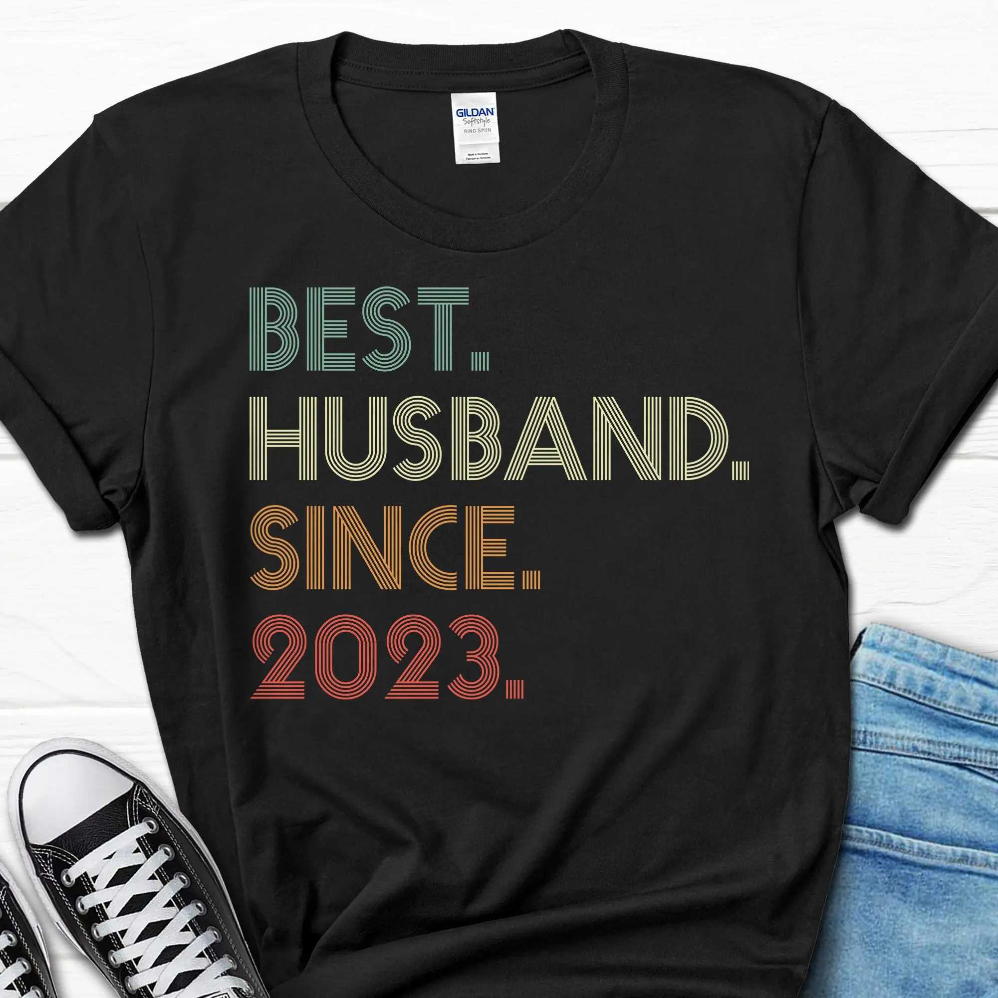 1st Wedding Anniversary for Husband Best since 2023 T Shirt 1 Year Him Married