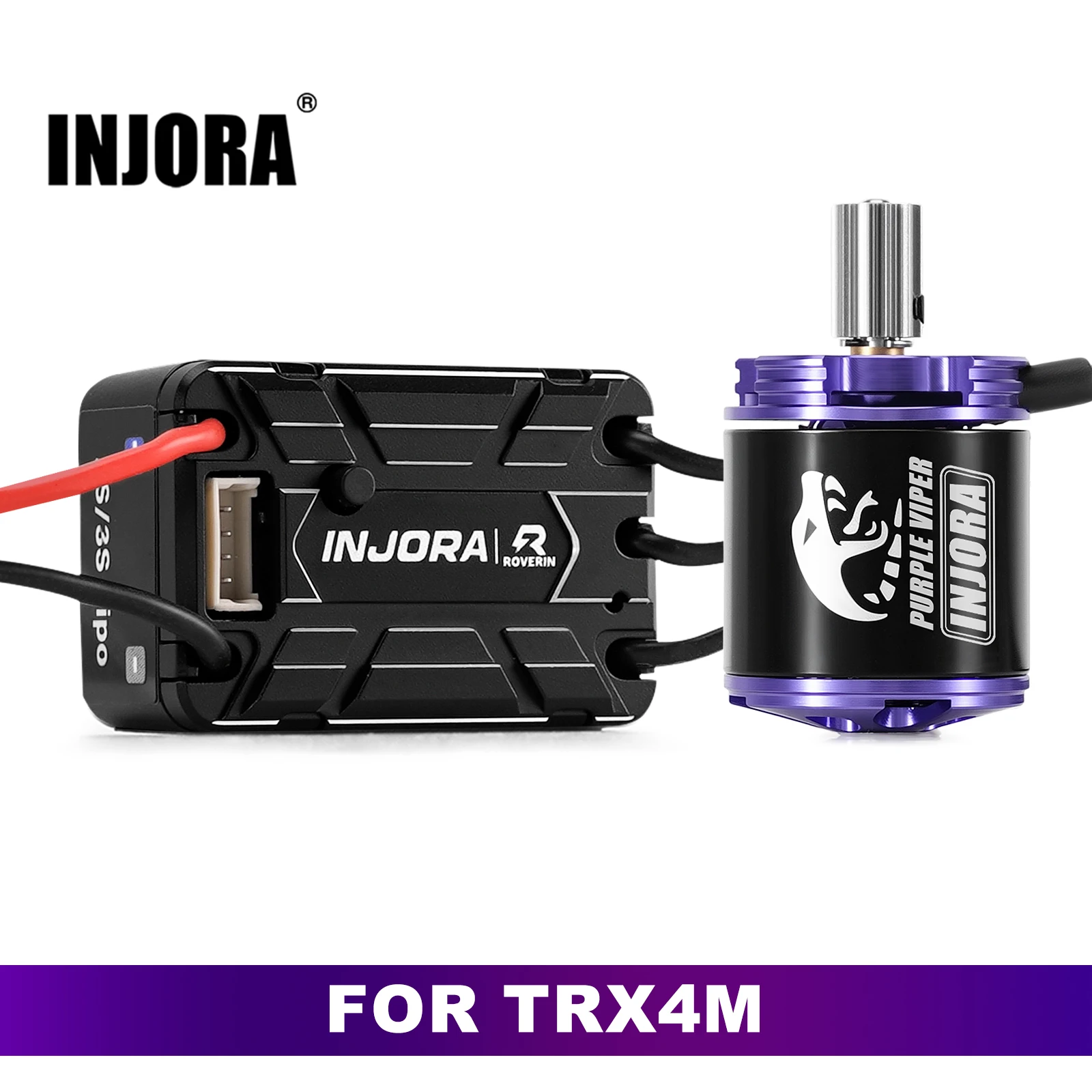 INJORA Roverin OR30 Waterproof Brushless ESC & 1721 Purple Viper Motor for 1/18 TRX4M Ascent-18 (XT30/PH2.0)