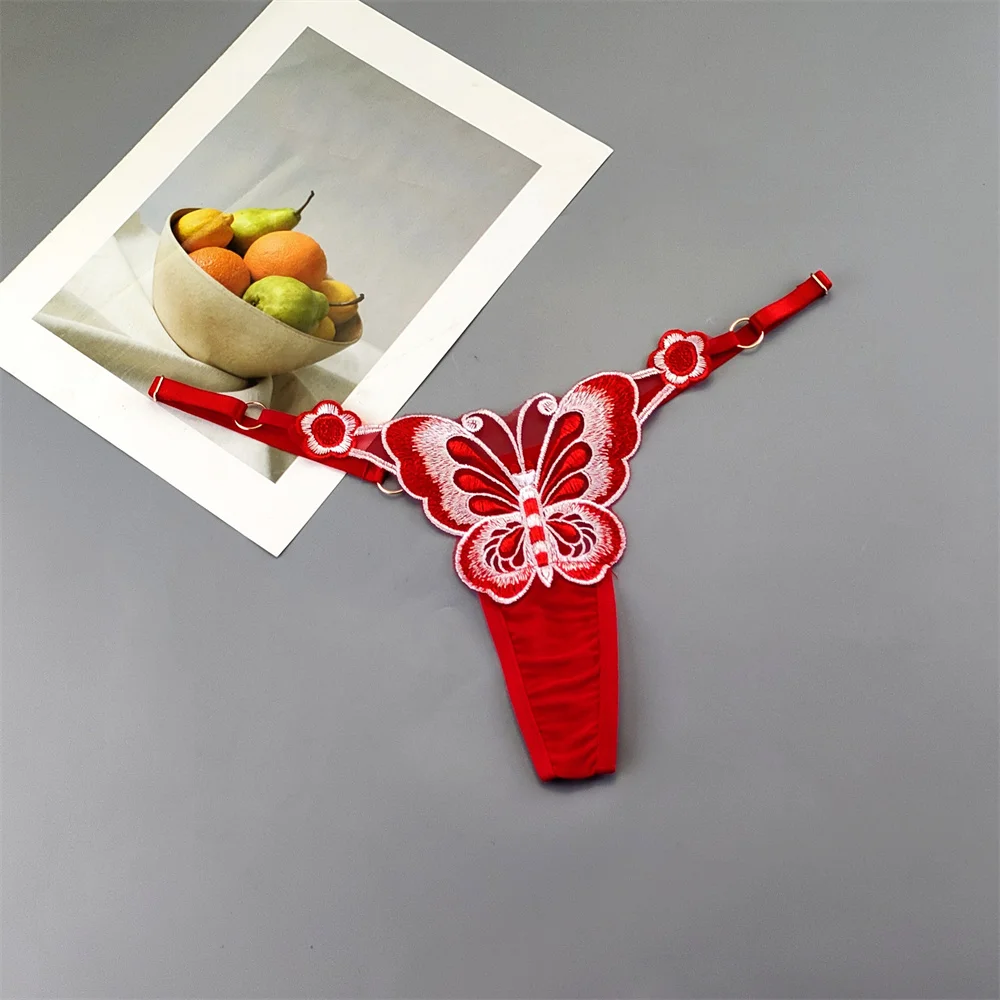 3 قطعة قابل للتعديل مثير فراشة ثونغ المرأة مثير منظور ساخن الملابس الداخلية منخفضة الخصر الإناث T-الظهر سراويل حجم كبير #3