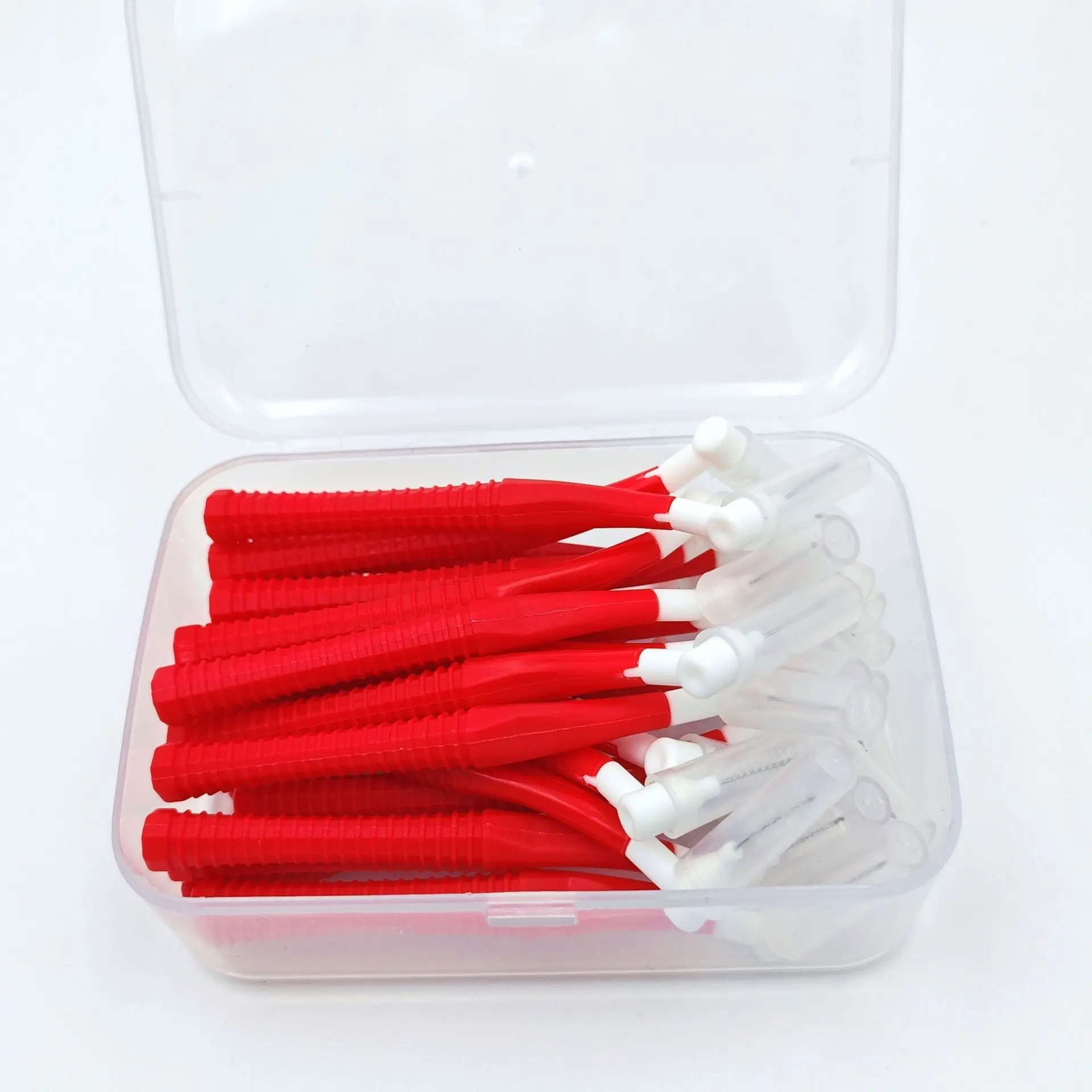 Escova interdental em forma de l para ortodôntica dentária, 20 peças, limpa entre ferramentas de limpeza dos dentes, mini escova macia com capa contra poeira