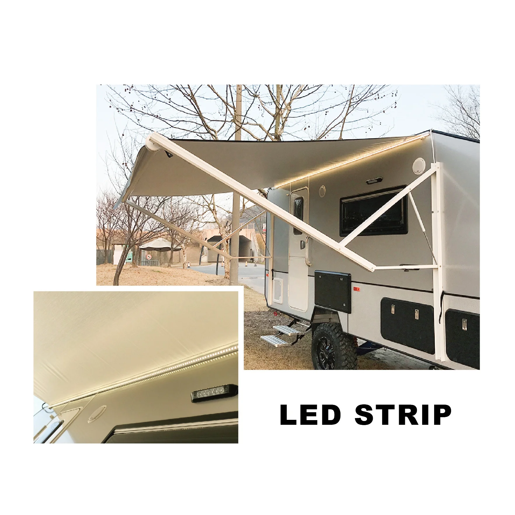 STLF لـ Awnlux 8Ft أبيض قابل للتوسيع 12 فولت قوة ذراع ذكي فناء كهربائي RV المظلة سهلة التجميع الملحقات الخارجية #3