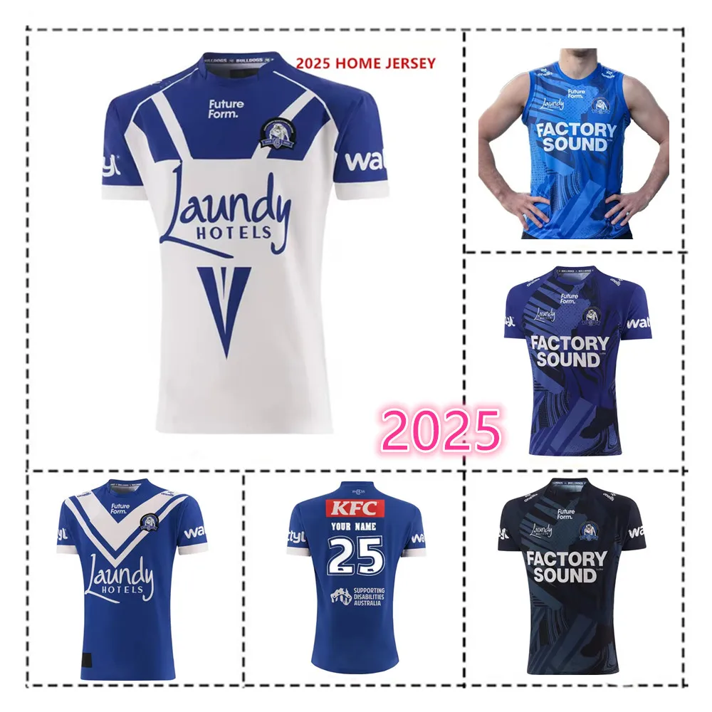 2025 Bulldogs Home / away / Training / Singlet Men's Rugby Jersey - Men's Size:S-5XL（Print Custom Name Number）