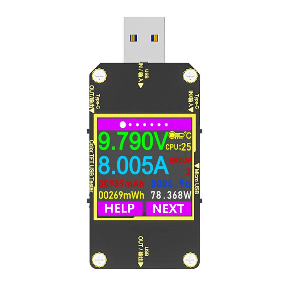 

74.5*31.9*9mm Fast Charge Monitor Amperemeter Multi-function USB Interface Multiple USB Compatibility For Laptops
