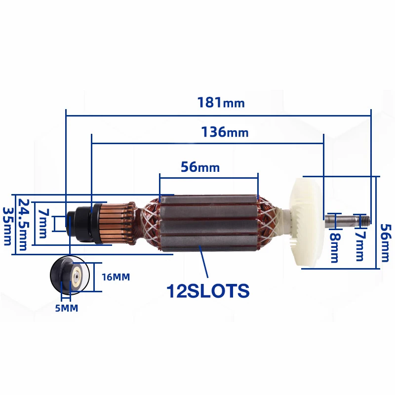 AC220-240V Armature Stator Accessories Replacement for Bosch GWS14-150 14-125 Angle Grinder Rotor Armature Anchor Stator Coil