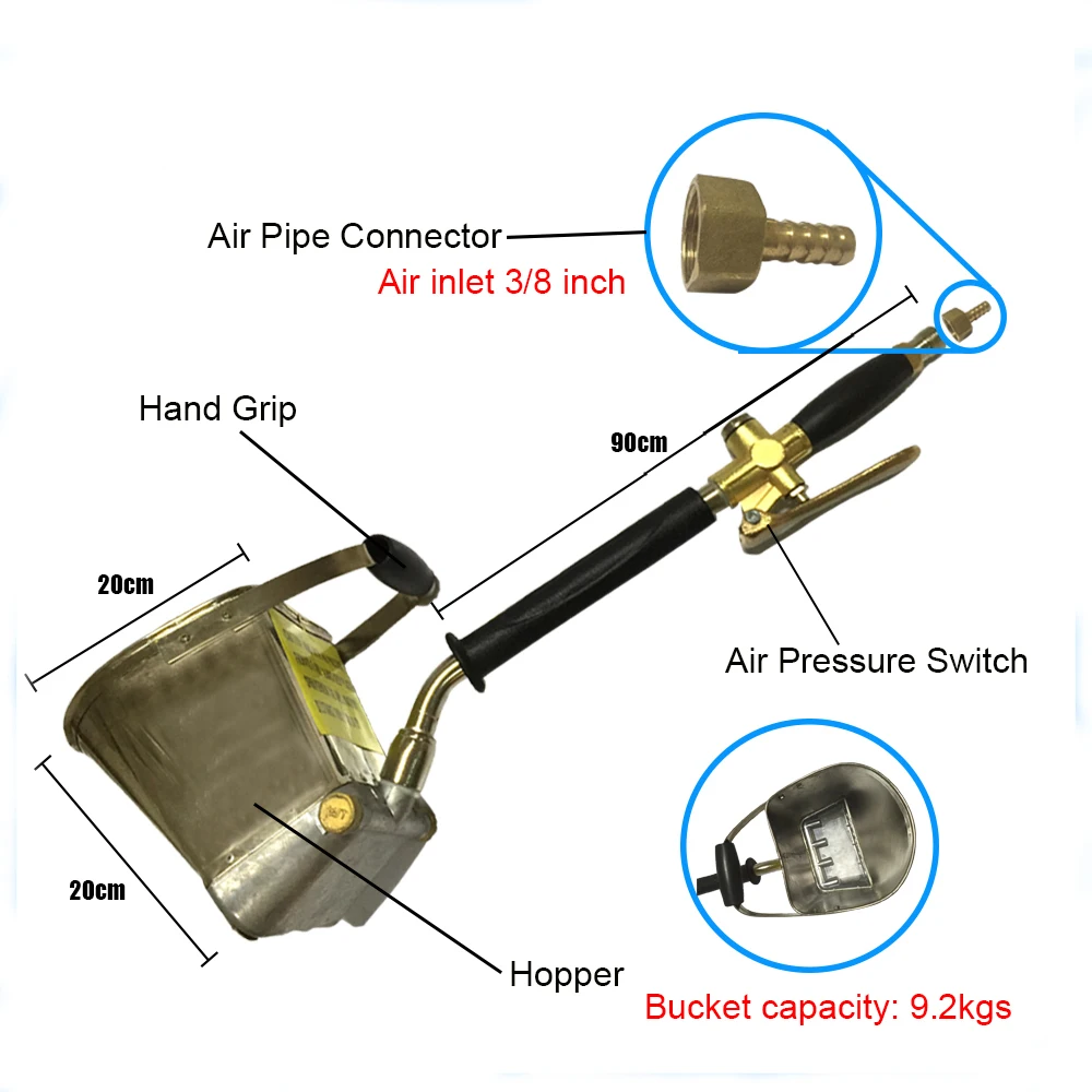 Stucco Sprayer Hopper Gun Mortar Cement Paint Spraying Gun Plaster Machine