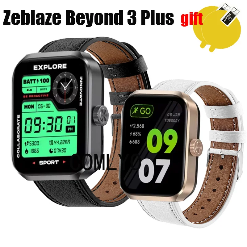 For Zeblaze Beyond 3 Plus Strap Leather Soft Bracelet SMART WATCH Women men Band Screen protector film