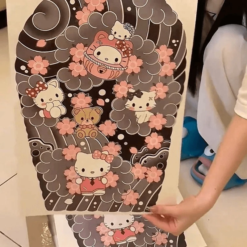 Sanrio Tattoo Sticker Anime Kuromi Arm Tattoo Stickers Waterproof Body Stickers Kawaii Cartoon Hello Kitty Temporary Fake Tattoo