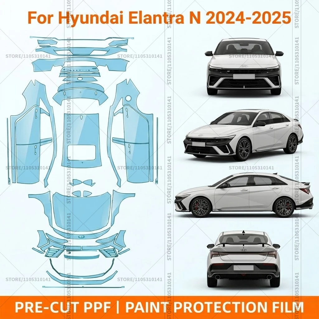 

Pre-Cut Paint Protection Film PPF Transparent Bumper Protector Automotive Clear Bra Car Film For Hyundai Elantra N 2024-2025
