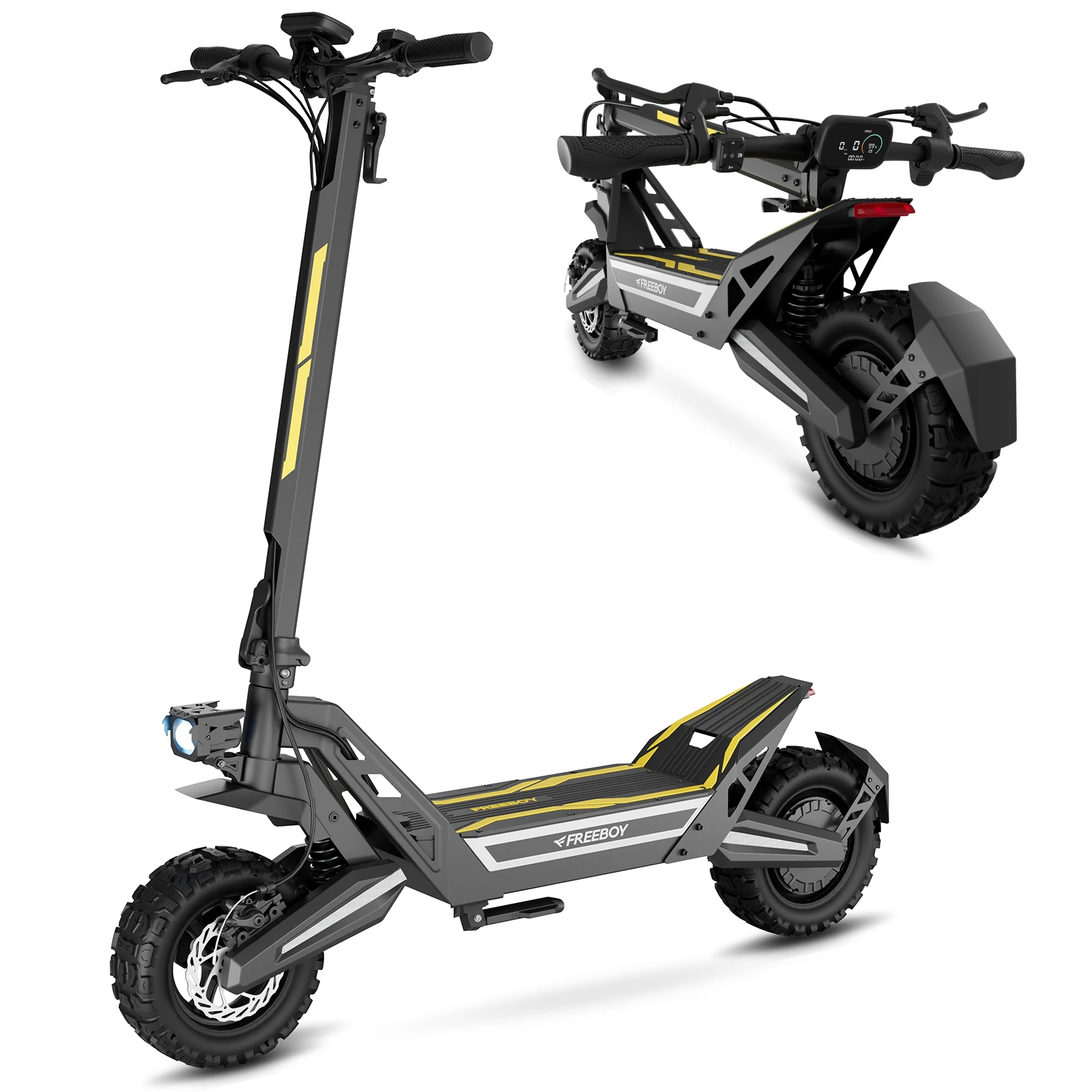 FREEBOY J2Max Leistungsstarker Hinterradantrieb 48V18.2AH Lithium-Akku Ein-Knopf-Faltfunktion Elektroroller 11-Zoll-Luftreifen Geländegängige Elektroroller