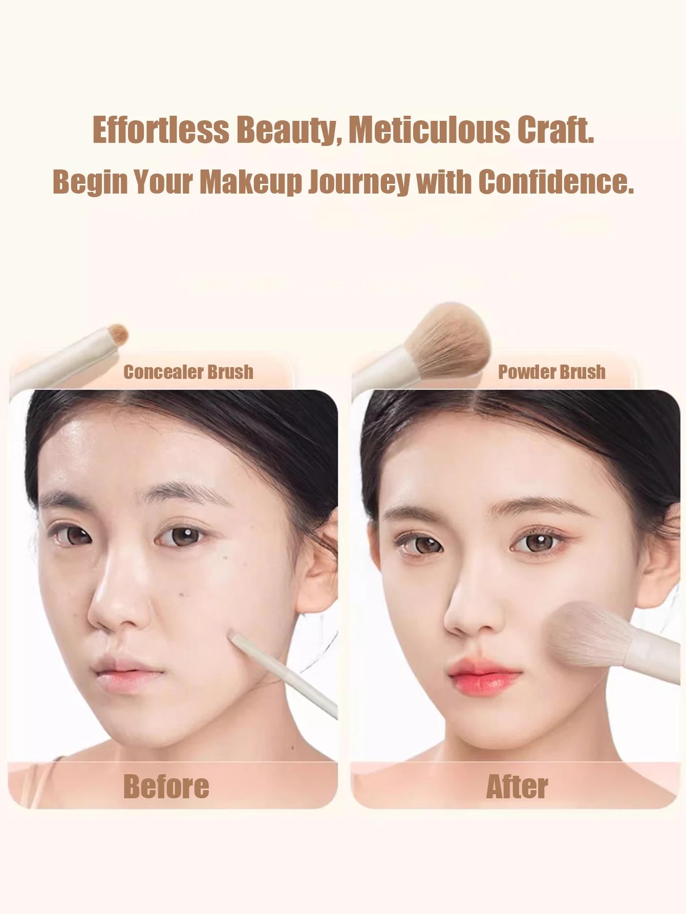 7개 메이크업 브러쉬 세트, 파운데이션 컨실러 블러쉬 아이섀도우 파우더 페이스 메이크업 브러쉬 키트 초보자용