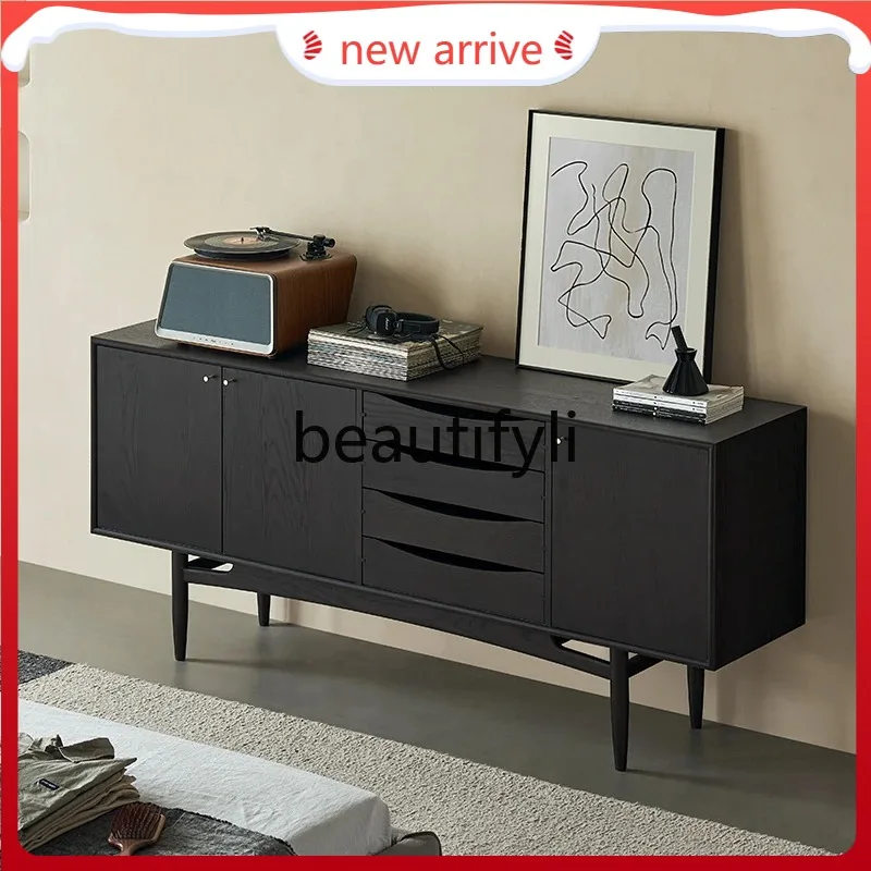 

D2520 Solid wood rack black light luxury side cabinet