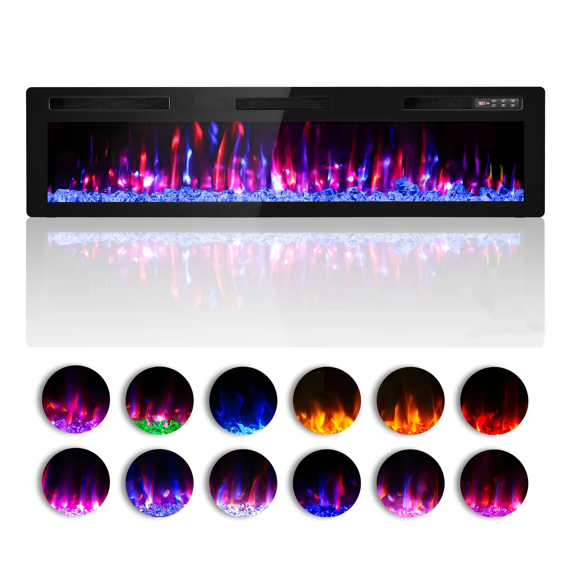 

72 Inch Electric Fireplace-Wall Fireplace for Living Room-Fireplace Freestanding/Inserts/Wall Mounted, Timer, Dimmer, 12 Flame Colors, 750/1500W, Ultra Thin