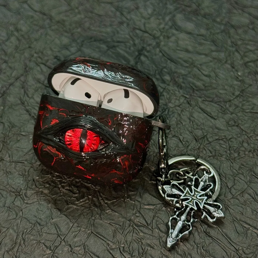 For Airpods Pro1/2 Cthulhu's Eye Earphone Case Airpods 4 Wireless Bluetooth Blood Red Night Light TPU Earphone Protective Case view 3