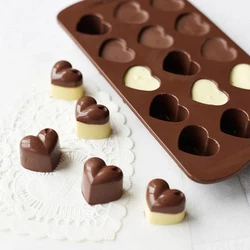 15/10Cavity Diamond Heart Silicone Chocolate Mold DIY Cake Accessories Molds Kitchen Ice Cube Biscuit Pastry Manual Baking Mould