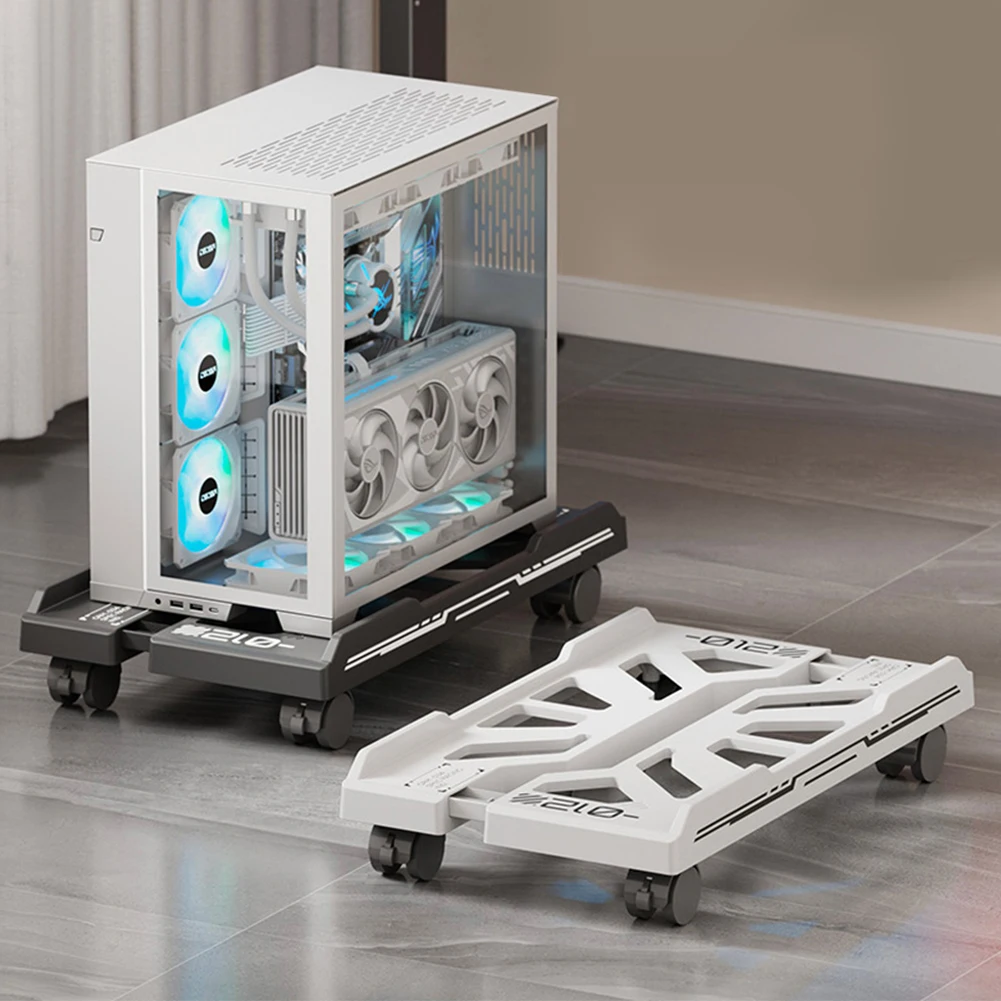 Adjustable Mobile CPU Stand with Caster Wheels Computer Tower Stand CPU Tower Holder for Gamers and Students