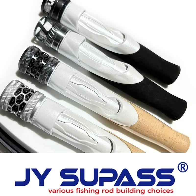 JY SUPASS GSS shiny white color reelseat fishing rod building  spinning reel seat eva handle set