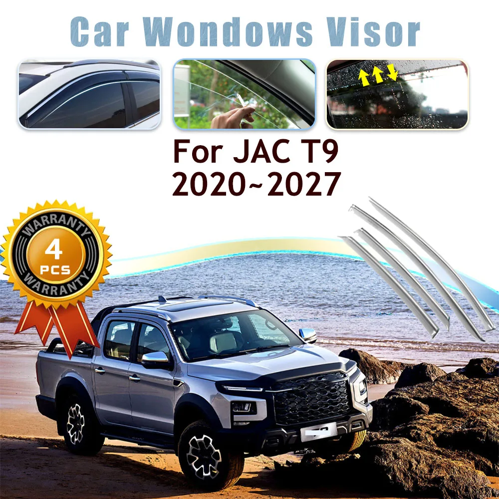 

Car Window Visor For JAC T9 Hunter Ute ICH-X K4 Sollers ST9 2020~2027 Waterproof Rain Guard Deflector Trim Cover Car Accessories