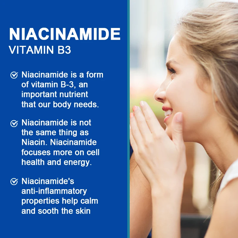 Ptvse Oral Vitamin B3 Nicotinamide Capsules Skin Cell Health Relieve Rough and Cracked Skin Support Skin Dull