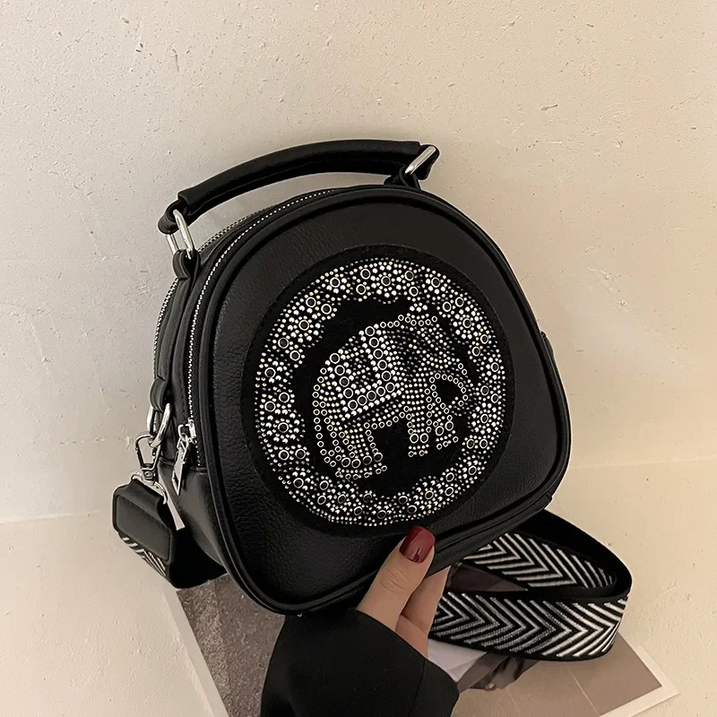 

Crinkled Leather Mini Vegan Crossbody Bag Convertible RFID Pocket Dust Bag