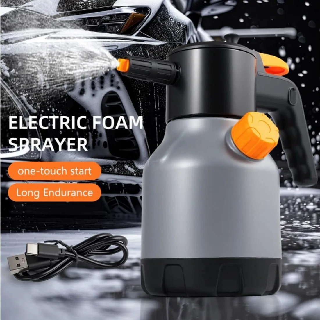 بخاخ رغوة السيارة الكهربائية سعة 2 لتر، بخاخ غسيل السيارات المضغوط التلقائي لتنظيف غسيل السيارات