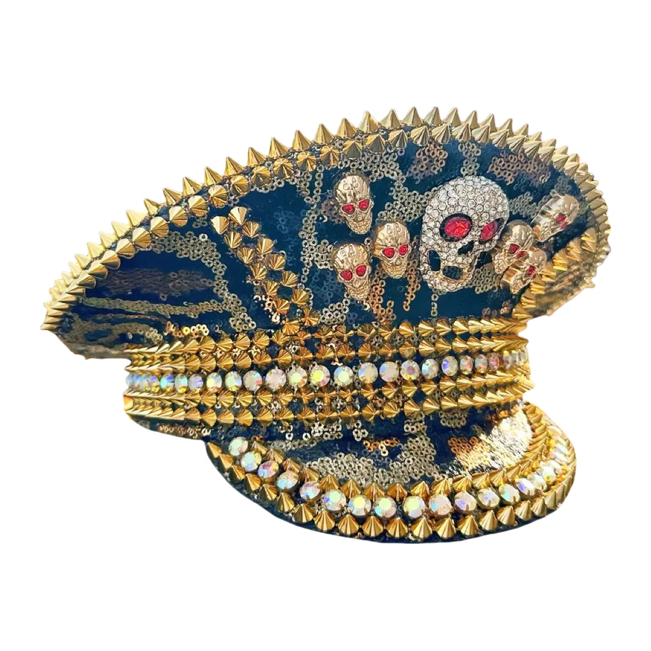 HongLuan – chapeau de Costume d'halloween, chapeaux de capitaine en strass pour femme de Festival Burning Man, accessoires féminins de Cosplay