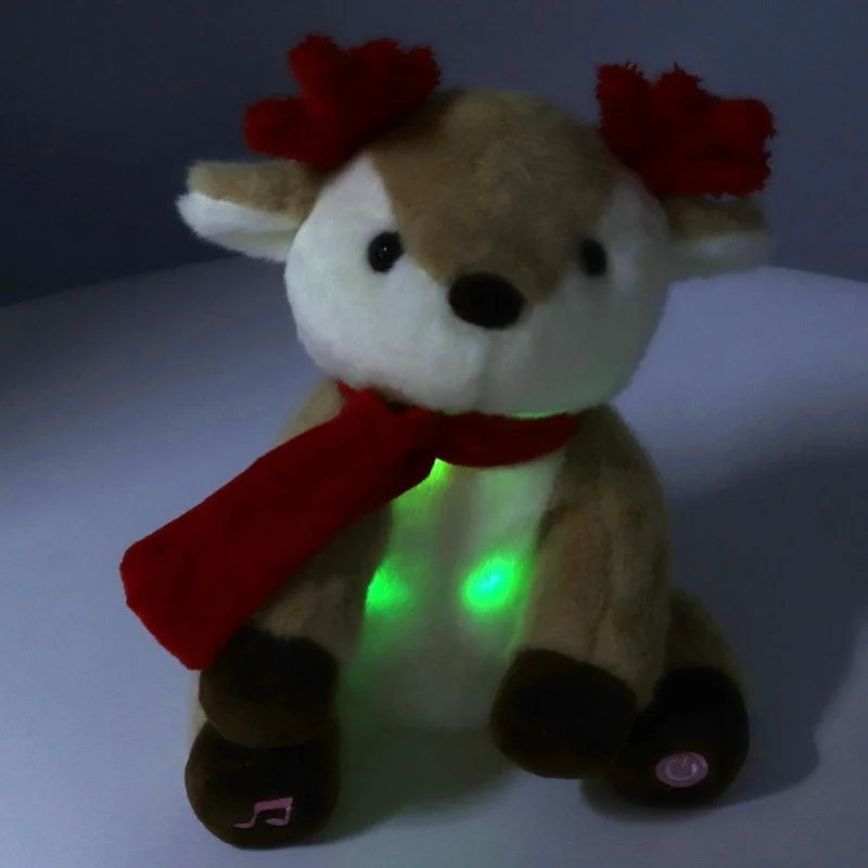 ตุ๊กตาเรนเดียร์มีไฟ นุ่มนิ่ม ปลอดภัยต่อผิว สไตล์ทันสมัย เหมาะสำหรับวางบนโต๊ะข้างเตียง