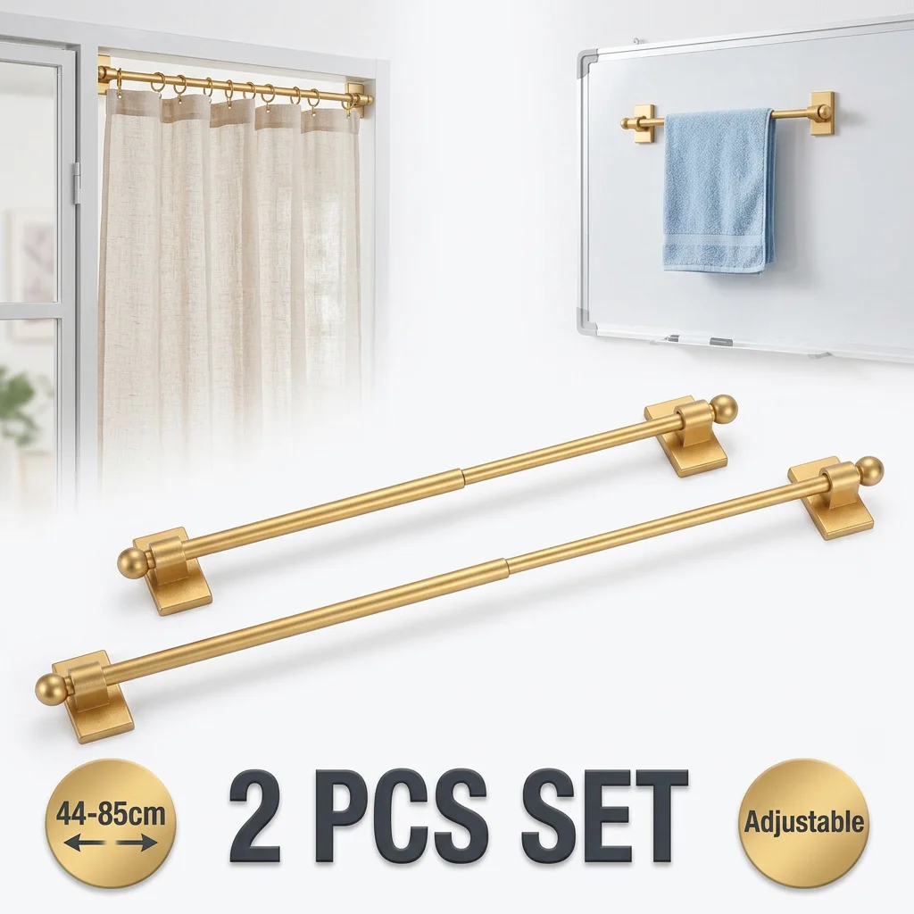 Multipurpose Magnetic Curtain Rod 44-85cm Adjustable Magnetic Towel Holder Rod No Drill Magnetic Towel Bar Holder for Metal Door