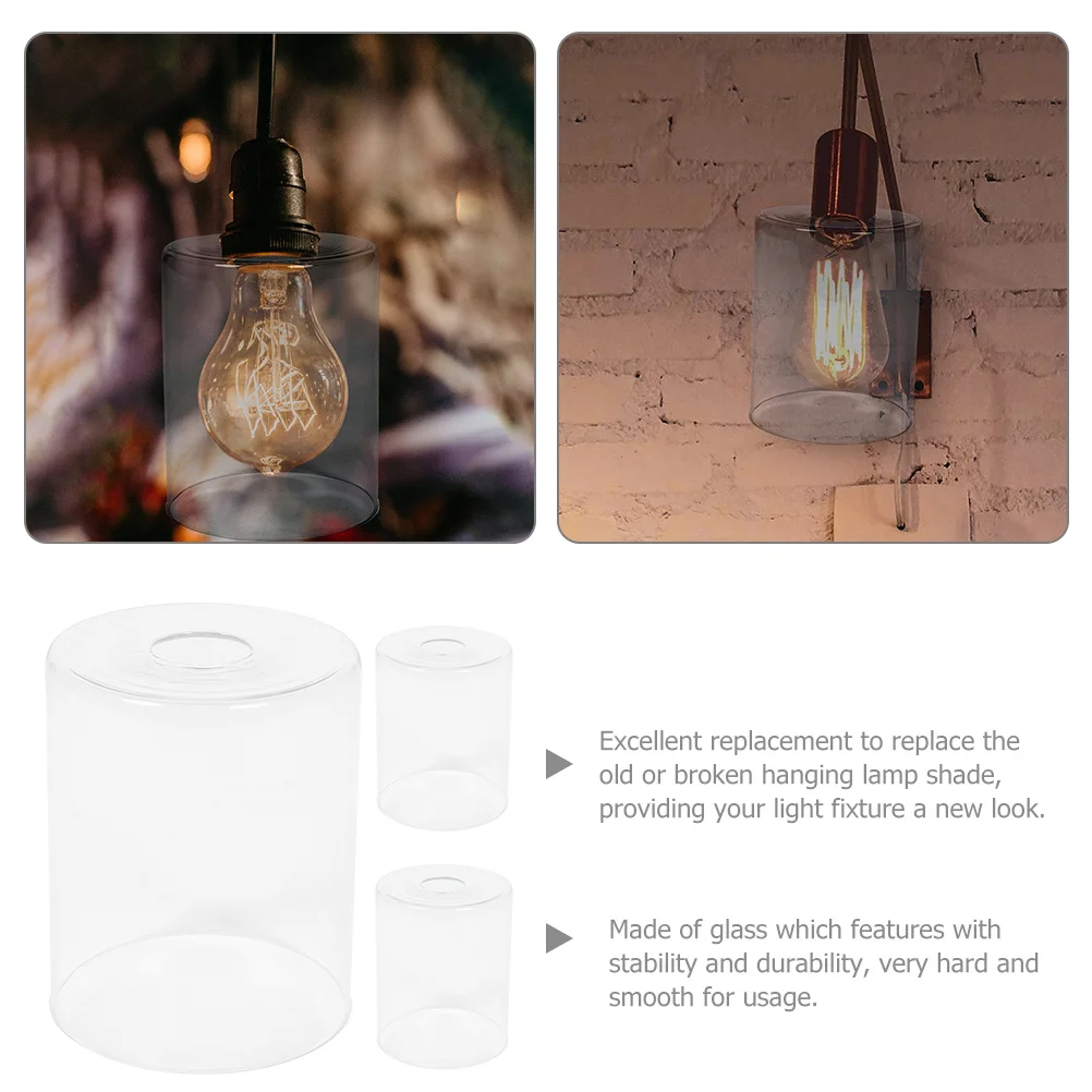 

3Pcs Glass Lampshade Replacement Transparent Hanging Lamp Shade for Ceiling Pendant Light Fixture Cover Decorative Modern Lamp