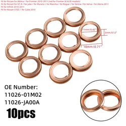 10PCS 11026-JA00A Car Metal Oil Drain Plug Crush Washer Gasket 11026-01M02 For Nissan 370Z / Cube 2010 For Infiniti 2010-2011