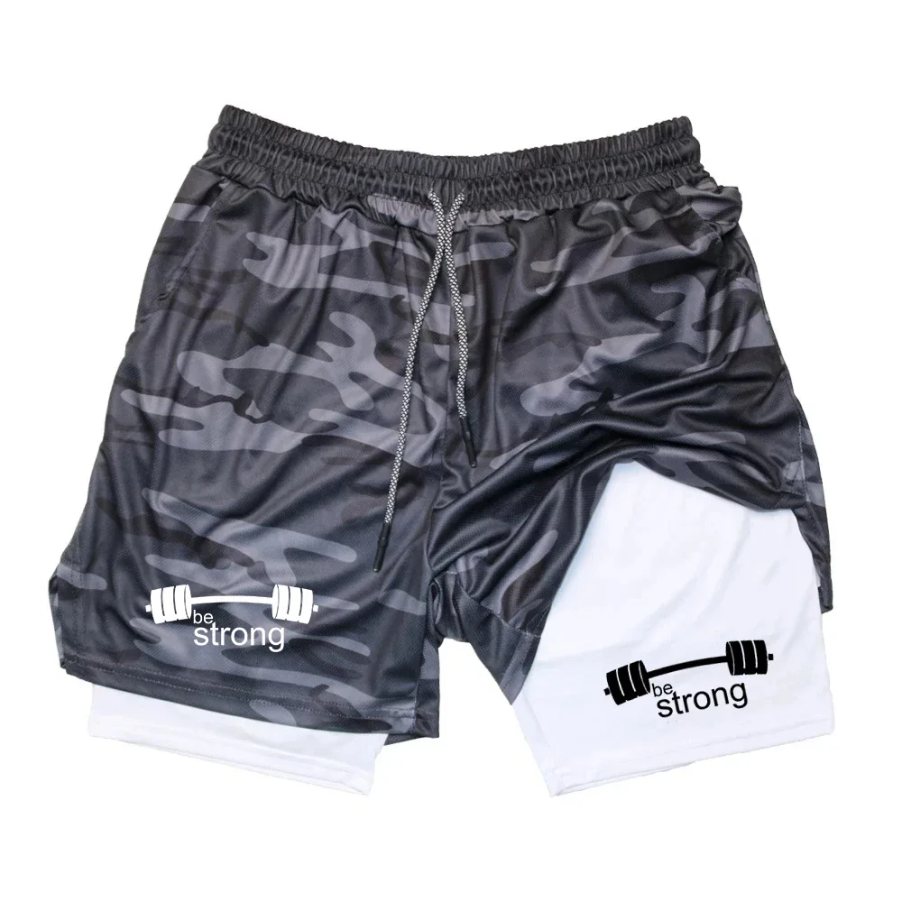 

Running shorts men's fitness gym sports shorts summer casual 2-in-1 mesh quick drying sports tight men's shorts