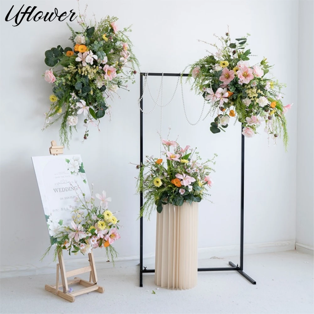 uflower-vert-rose-rose-accrocher-fleur-rangee-mariage-toile-de-fond-arc-decor-allee-sol-floral-fenetres-affichage-evenement-fete-accessoires