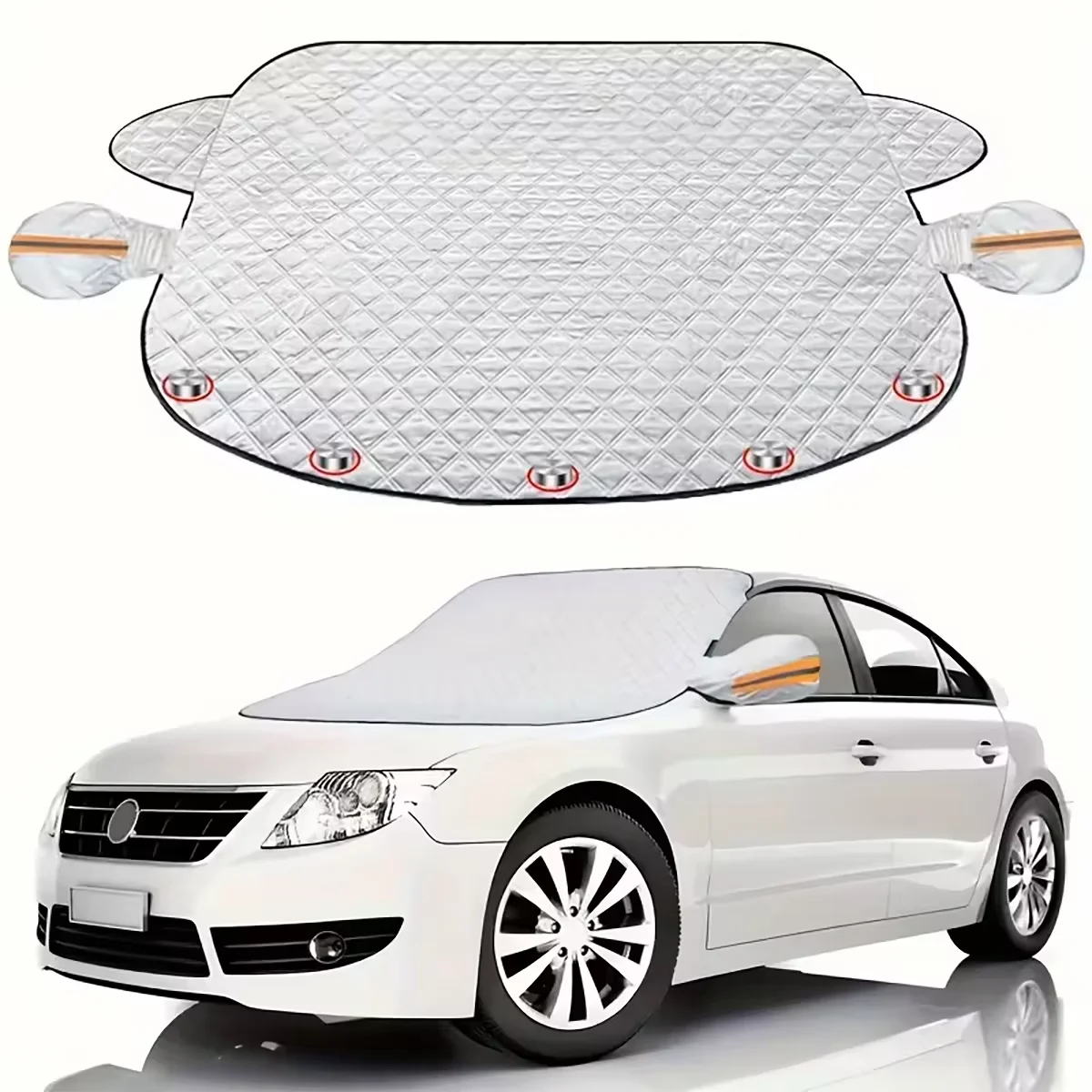 Heavy Duty Vehicle Windshield Snow Cover with 9 Powerful Magnetic Fasteners UV And Sun Resistant for Most Vehicles
