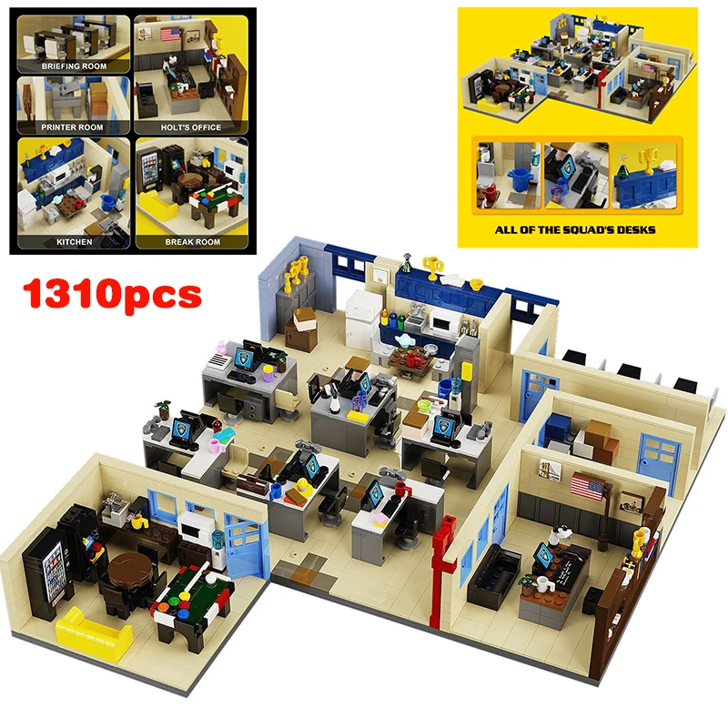 1310 PCS Brooklyned Nine Building Block Set Sitcom Nine Movie Office City Architecture Polices Station Model Toys Fans Xmas Gift