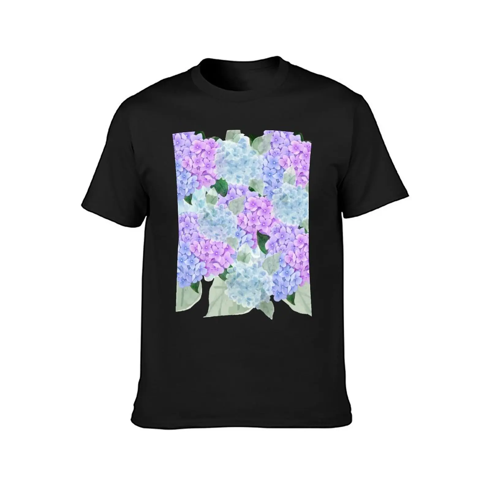 Blue hydrangeas T-Shirt plus sizes aesthetic clothes sports fans t shirt for men