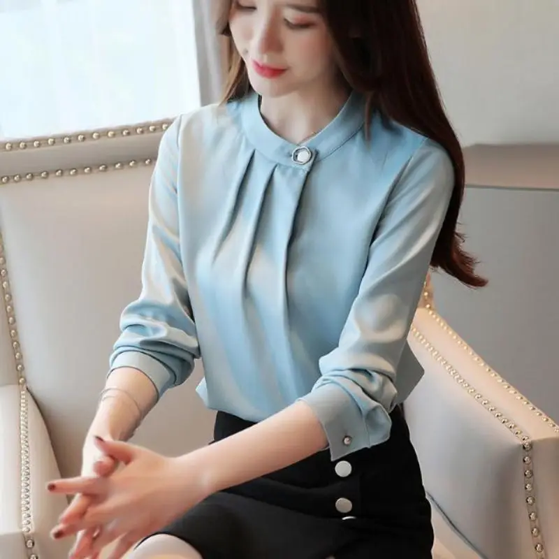 Elegant O-Neck Button Spliced Loose Folds Blouse Women's Clothing 2024 autumn New Casual Pullovers Solid Color Office Lady Shirt