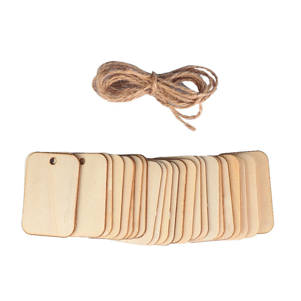 

153 Pcs Wooden Hanging Tags Craft DIY Projects Home Decoration Party Supplies Square Shape Blank Design Lightweight