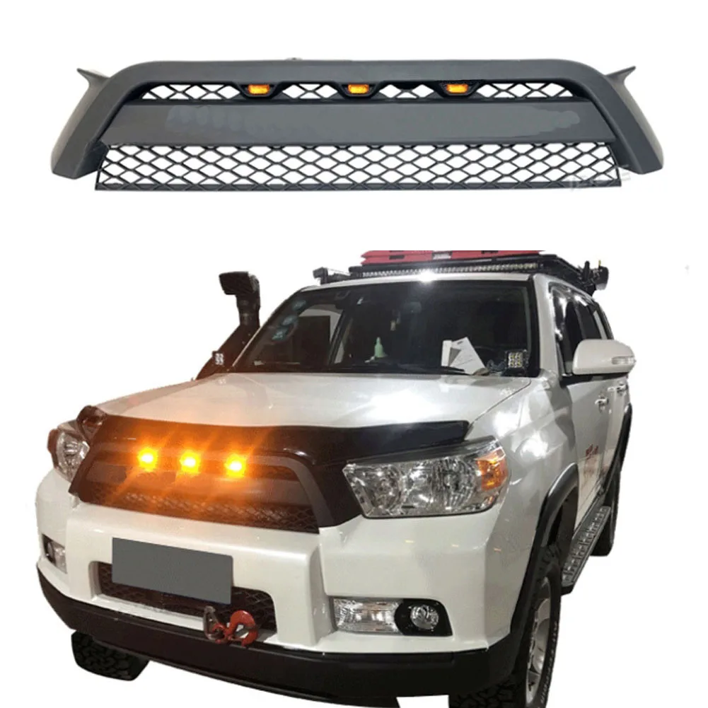 Car Grill For Toyota 4RUNNER 2012-2015 modified with light Grille Grill Mask Front bumper net Car Accessories