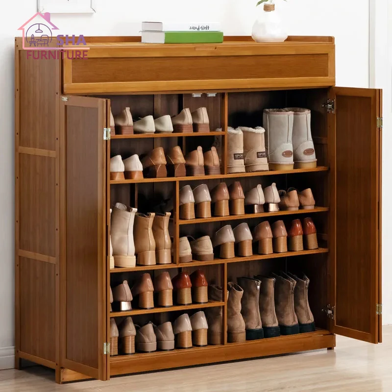 Living Room Shoe Cabinet Household Shoe Organizer Storage Dustproof Simple Shoe Shelf Multi-layer Economic Bamboo Shoe Rack